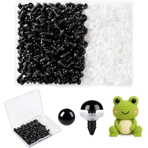 Vanblue 260PCS 12mm Black Safety Eyes with Washers | Craft Eyes for Amigurumi & Stuffed Animals thumbnail 1
