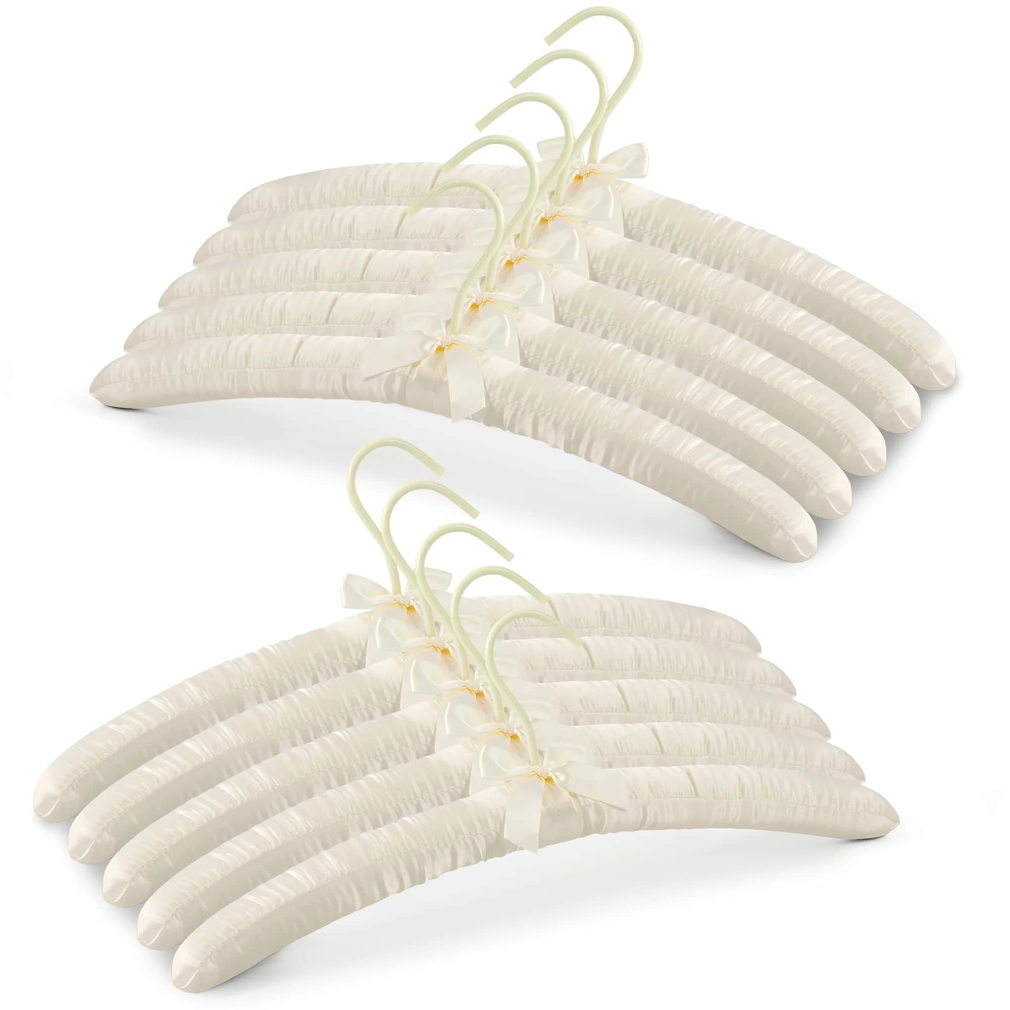 JS HANGER Padded Hanger for Sweaters 17" Ivory | No Shoulder Bump, Heavy Duty Satin Cover (70-120c) - main product image