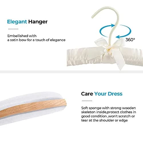 JS HANGER Padded Hanger for Sweaters 17" Ivory | No Shoulder Bump, Heavy Duty Satin Cover (70-120c) thumbnail 4