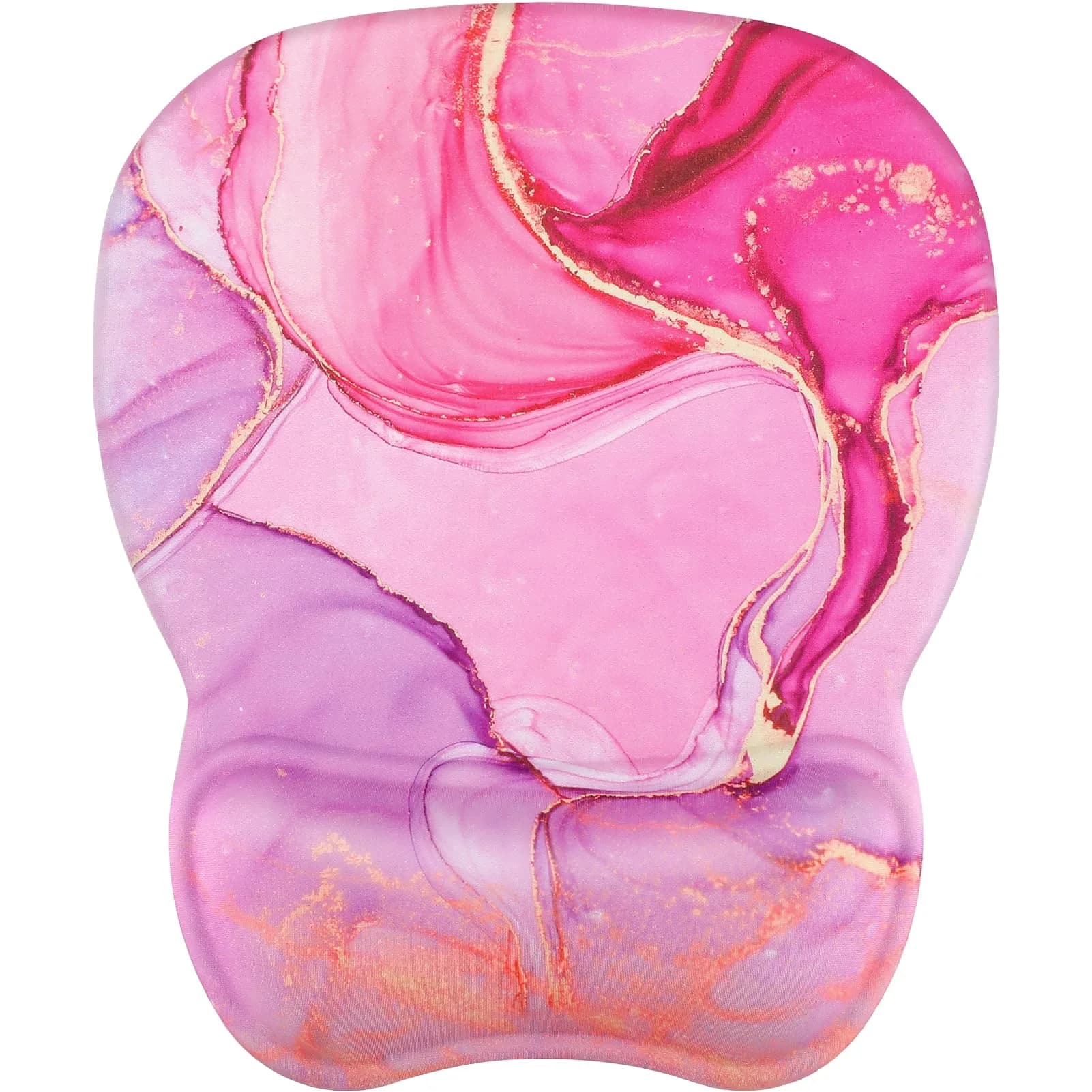 MROCO Ergonomic Mouse Pad with Gel Wrist Rest, 24cm x 20.5cm (9.4 x 8.1 in) | Smooth Lycra Surface & Non-Slip Base — Pink Marble