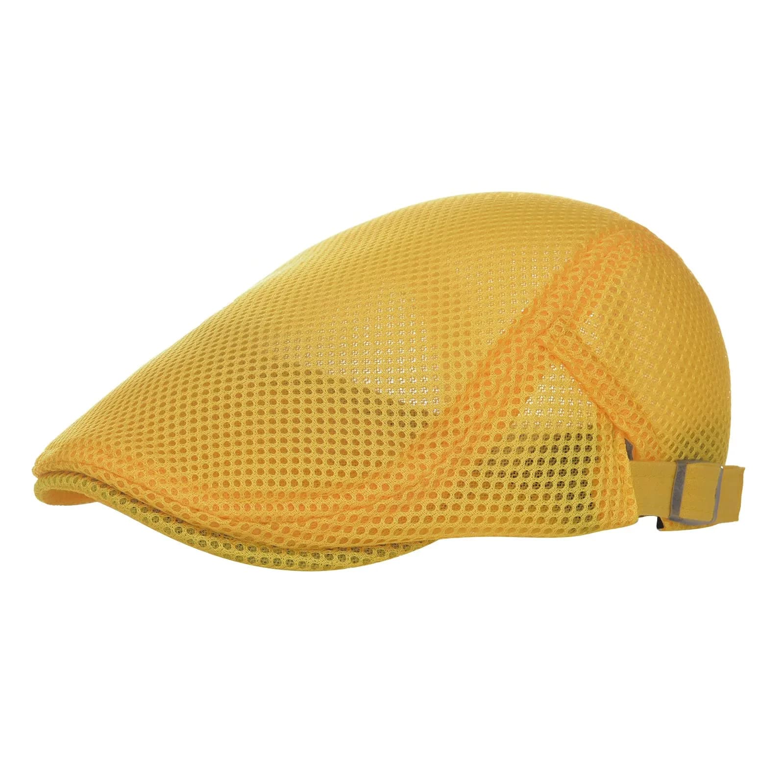 VOBOOM Men Breathable Mesh Summer Hat Adjustable Newsboy Beret (Yellow) | Lightweight & Cool for Hot Weather