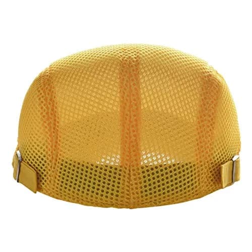 VOBOOM Men Breathable Mesh Summer Hat Adjustable Newsboy Beret (Yellow) | Lightweight & Cool for Hot Weather thumbnail 4