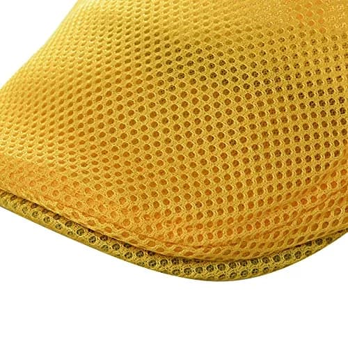 VOBOOM Men Breathable Mesh Summer Hat Adjustable Newsboy Beret (Yellow) | Lightweight & Cool for Hot Weather thumbnail 6