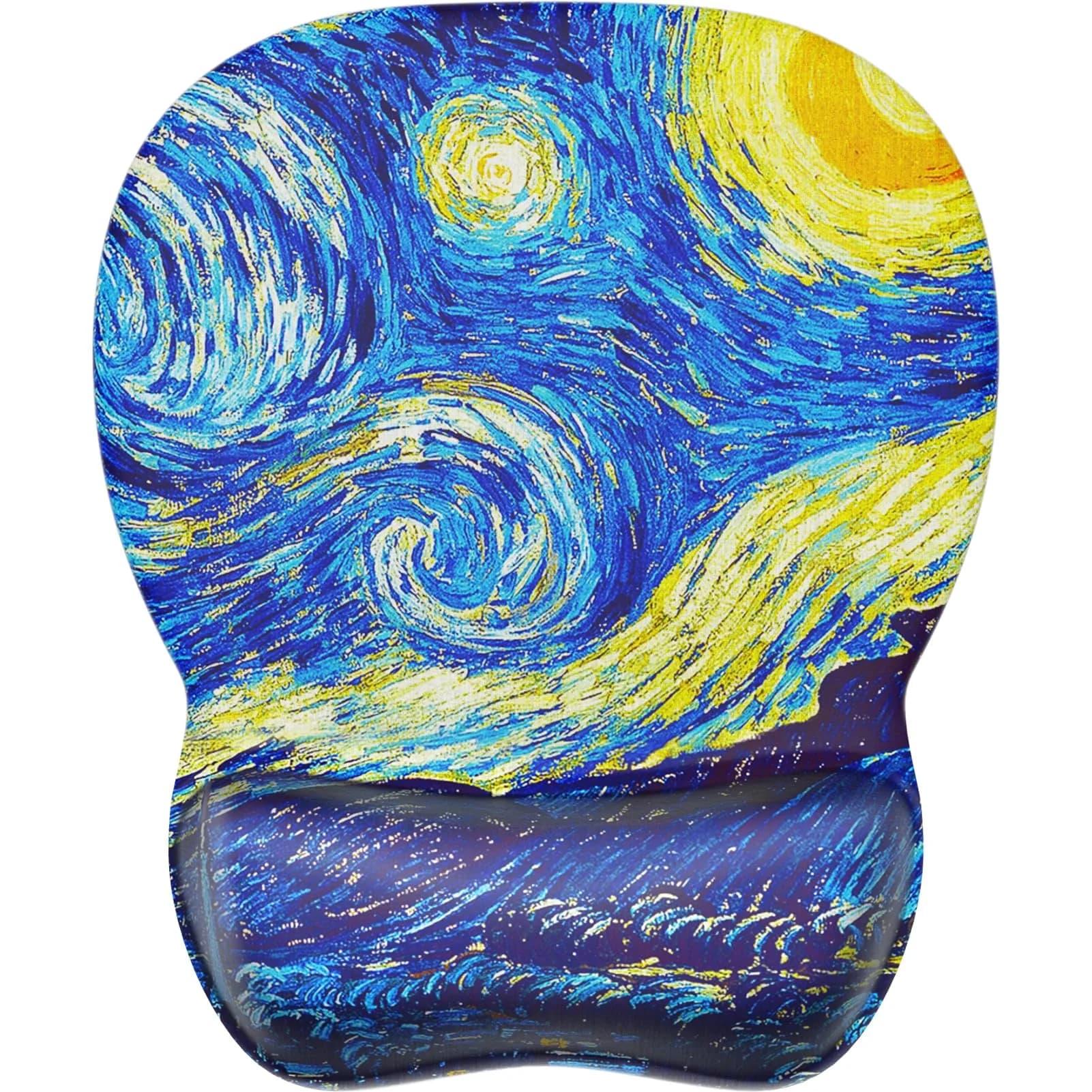 MROCO Ergonomic Mouse Pad with Gel Wrist Rest, 24cm x 20.5cm (9.4 x 8.1 in) | Starry Night Pattern