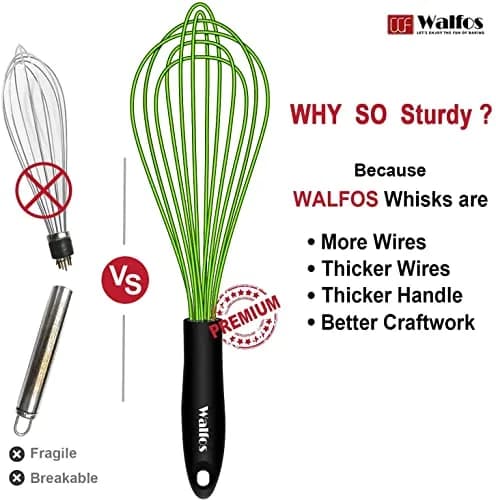 Walfos Silicone Whisk Set (8.5, 9, 11 inch) | Heat Resistant Kitchen Utensils for Non-stick Cookware thumbnail 7