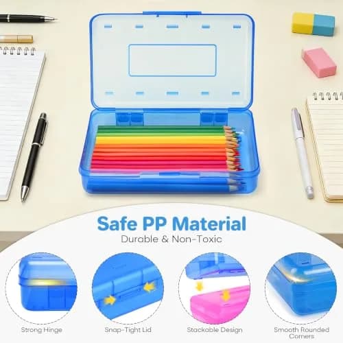 Nuozme Plastic Hard Clear Color Pencil Box Case for Kids | 20.8cm x 11.7cm x 5.8cm thumbnail 4