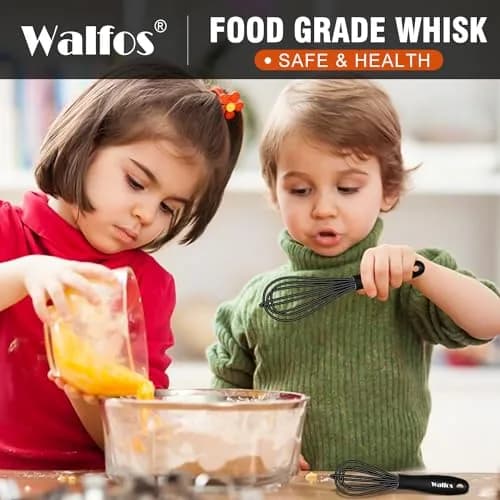 Walfos Whisk Silicone Whisks Set, Non Scratch Coated, Heavy Duty, 4-Piece Kitchen Utensil - 11'' Flat & Balloon Sizes thumbnail 7