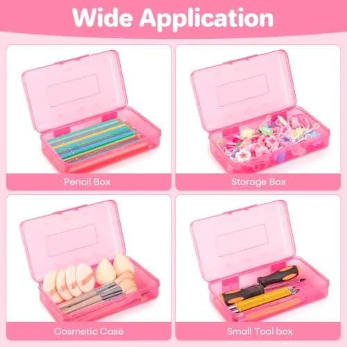 Nuozme Clear Hard Plastic Pencil Box Case 20.8cm (8.2") | Stackable Organizer for Students & Office thumbnail 6