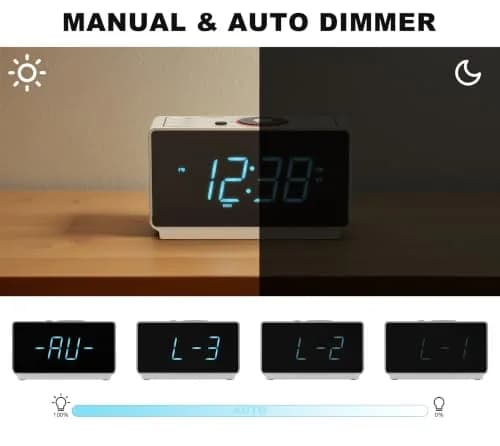 iTOMA Alarm Clock Radio with Bluetooth, FM Radio & Dual Alarm | Large 1.4-inch LED Display, USB Charging, Sleep Timer thumbnail 6