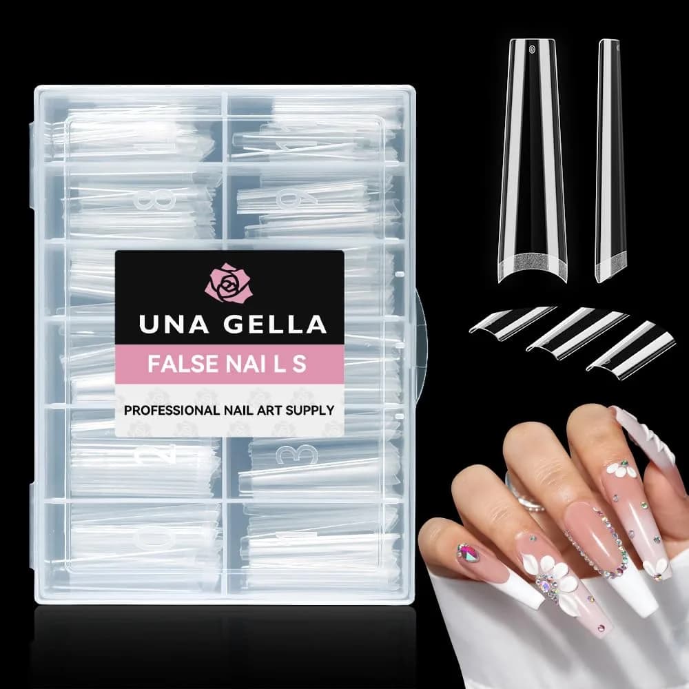 UNA GELLA Quick Removal Gel Nail Glue Remover 24ml (0.811 Fl Oz) | Acetone-Free Formula for Press-On Nails — XXL Half Cover Coffin