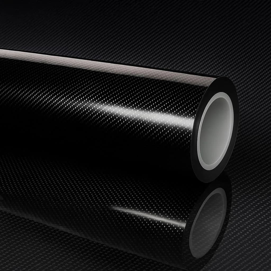 RockRose 7D Super Glossy Black Carbon Fiber Vinyl Wrap 1FT x 5FT | Anti-Wrinkle, Air Release, Self Adhesive - main product image