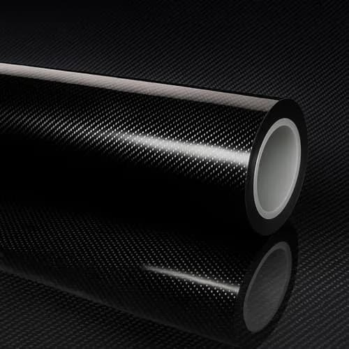 RockRose 7D Super Glossy Black Carbon Fiber Vinyl Wrap 1FT x 5FT | Anti-Wrinkle, Air Release, Self Adhesive thumbnail 1