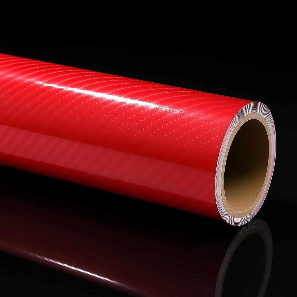 RockRose 7D Super Glossy Black Carbon Fiber Vinyl Wrap 1FT x 5FT | Anti-Wrinkle, Air Release, Self Adhesive — 7D Red / 1FT x 5FT