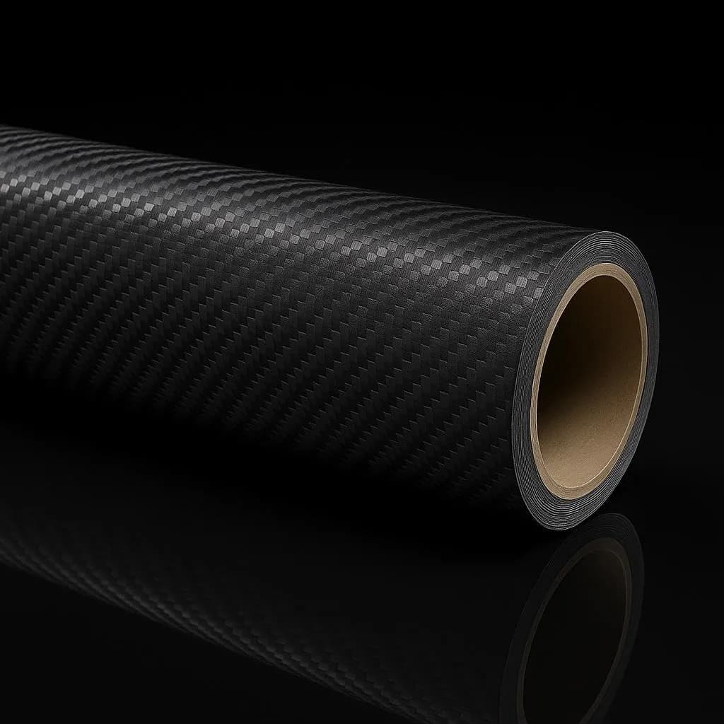 RockRose 7D Super Glossy Black Carbon Fiber Vinyl Wrap 1FT x 5FT | Anti-Wrinkle, Air Release, Self Adhesive — 5D Black
