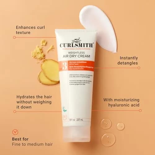 CURLSMITH Weightless Air Dry Cream Leave-In Conditioner 473ml (16 Fl Oz) | For Curly Hair thumbnail 2