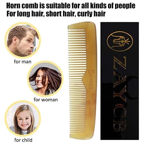ANFEI Buffalo Horn Fine Tooth Comb - Anti-Static Hair Comb for All Hair Types (Men, Women, Kids) | Detangler & Styling Tool thumbnail 4