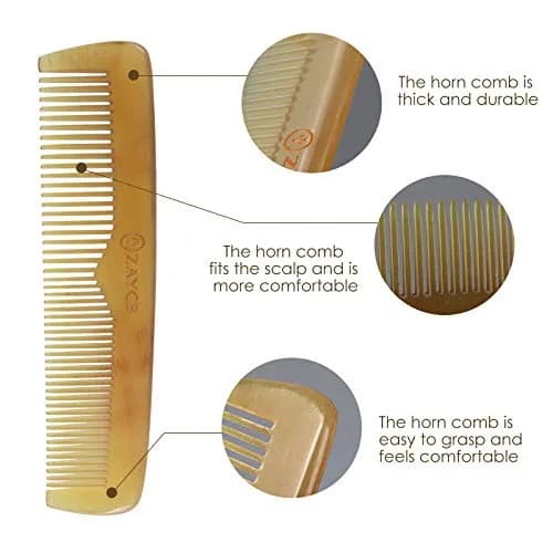 ANFEI Buffalo Horn Fine Tooth Comb - Anti-Static Hair Comb for All Hair Types (Men, Women, Kids) | Detangler & Styling Tool thumbnail 3