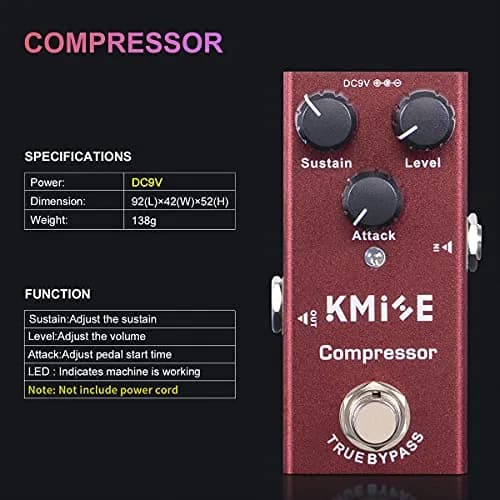 lotmusic Kmise Compressor Electric Guitar Effect Pedal,True Bypass,Tip‑Negative | Noise Reduction & Signal Clarity thumbnail 4