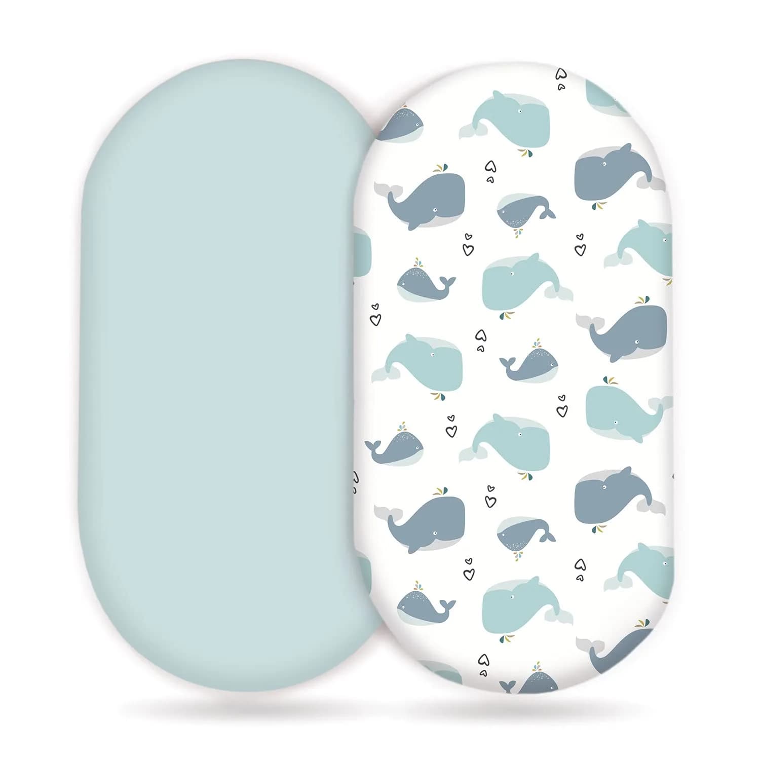 GRSSDER Fitted Bassinet Sheet Set 2 Pack | Ultra Soft Jersey Knit, Universal Fit for Baby Cradle & Moses Basket (32x16x5 inches) - main product image