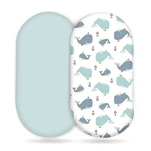 GRSSDER Fitted Bassinet Sheet Set 2 Pack | Ultra Soft Jersey Knit, Universal Fit for Baby Cradle & Moses Basket (32x16x5 inches) thumbnail 1