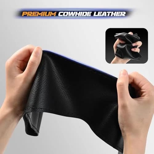 AUTOXBERT Genuine Leather Steering Wheel Cover 38cm (15 Inch) | Hand-Sewn Wrap for Enhanced Grip thumbnail 4