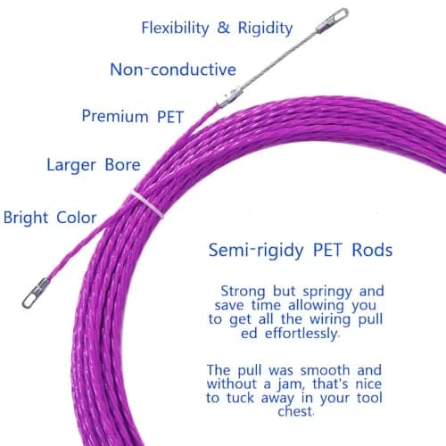 VGongTech 30m (100ft) PET Fish Tape Cable Puller Kit | Non-Conductive Wire Guide for Electrical Conduit thumbnail 3