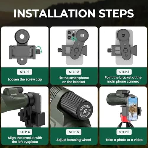 Adasion 12x56 Monocular for Adults | High Powered, Phone Adapter & Tripod for Bird Watching & Outdoor Use thumbnail 7