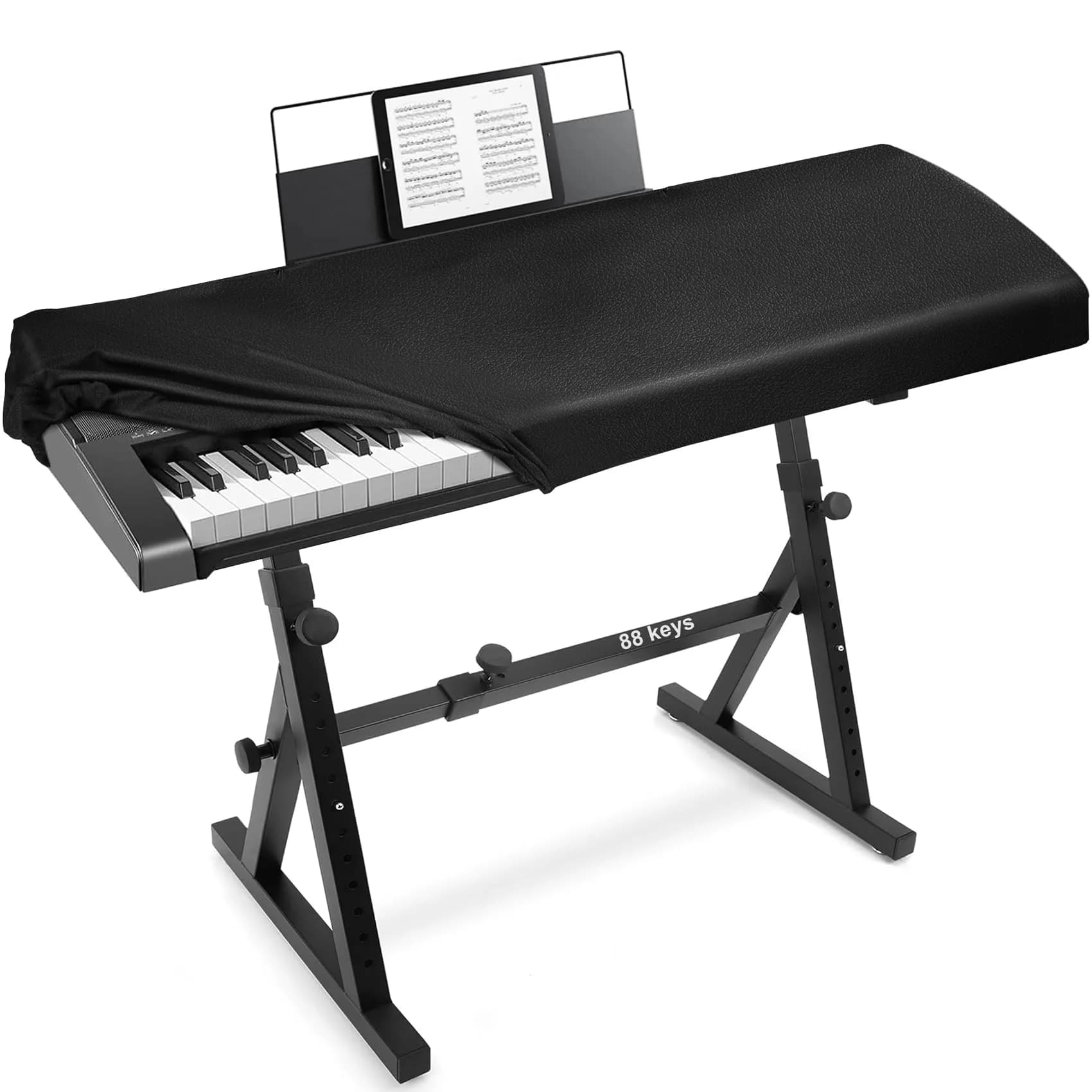 Explore Land Stretchy Leather Piano Keyboard Dust Cover (Black, 88 Keys) | Snug Fit & Elegant Design