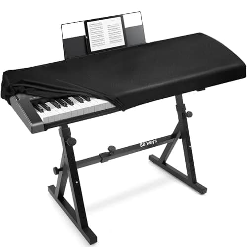 Explore Land Stretchy Leather Piano Keyboard Dust Cover (Black, 88 Keys) | Snug Fit & Elegant Design thumbnail 1