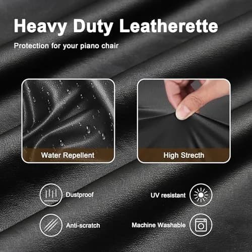 Explore Land Stretchy Leather Piano Keyboard Dust Cover (Black, 88 Keys) | Snug Fit & Elegant Design thumbnail 4