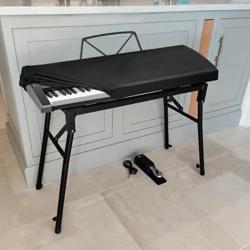Explore Land Stretchy Leather Piano Keyboard Dust Cover (Black, 88 Keys) | Snug Fit & Elegant Design thumbnail 5
