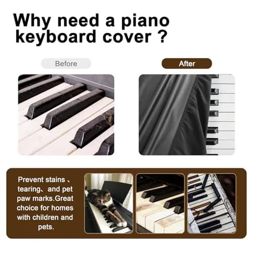 Explore Land Stretchy Leather Piano Keyboard Dust Cover (Black, 61 Keys) | Snug Fit & Premium Material thumbnail 3