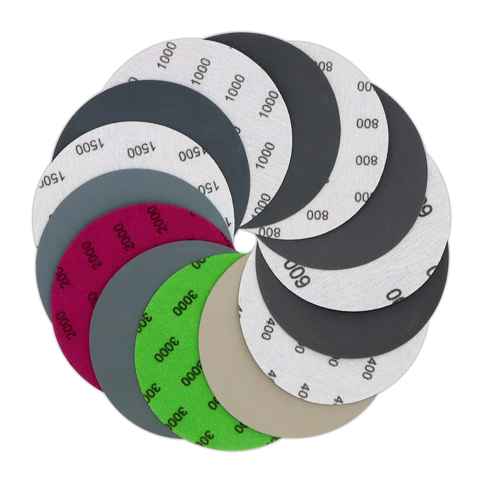 VIBRATITE 3000 Grit 5 Inch Hook & Loop Sanding Discs, 70PCS | Extra Fine Silicon Carbide for Wet/Dry Sanding — 5 Inch (400-3000 Grit)