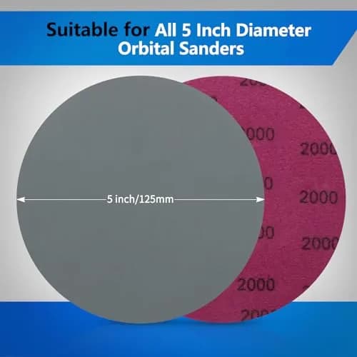 VIBRATITE 70PCS 5 Inch Hook & Loop Sanding Discs Assorted Grits (400-3000) | Silicon Carbide Wet Dry Sandpaper for Orbital Sanders thumbnail 3