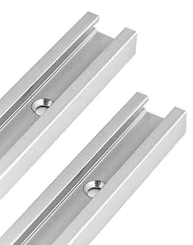 QWORK Aluminum T Track 12 Inch (30.5 cm) - 2 Pack Universal Double Cut Profile with Screws | For Table Saws & Router Tables thumbnail 1