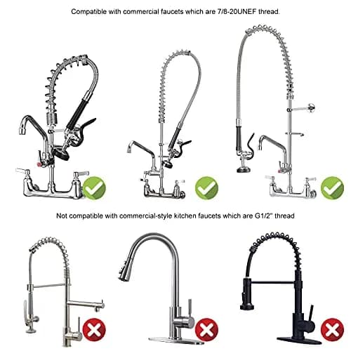 JZBRAIN Commercial Sink Sprayer Pre Rinse Sprayer 1.42 GPM | High Pressure Chrome Sprayer for Commercial Kitchens thumbnail 3