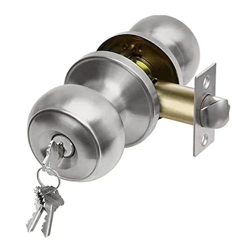 CML Hardware Keyed Entry Door Knob Set in Solid Stainless Steel | Exterior & Interior, Round Handle, 1 Pack thumbnail 1