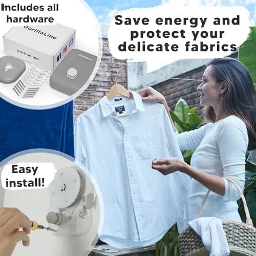 GorillaLine Retractable Clothesline 4.2 m (14.1 ft) | Heavy Duty Wall Mounted Drying Rack for Indoor & Outdoor Use thumbnail 3