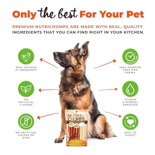 Nutri Chomps Rawhide Free Dog Chews, Chicken/PB/Milk, 15ct, 2pk | Digestible, Flavorful & Nutrient-Rich thumbnail 3