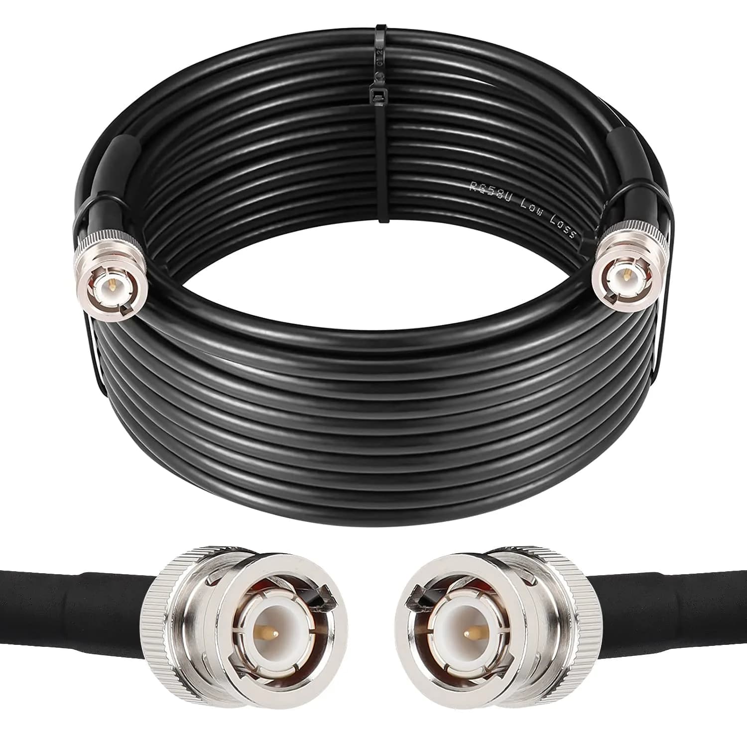 MOOKEERF RG58 BNC Cable 25ft (7.62m) Male to Male Coaxial Cable | Low Loss 50 Ohm for RF Radios & Antennas
