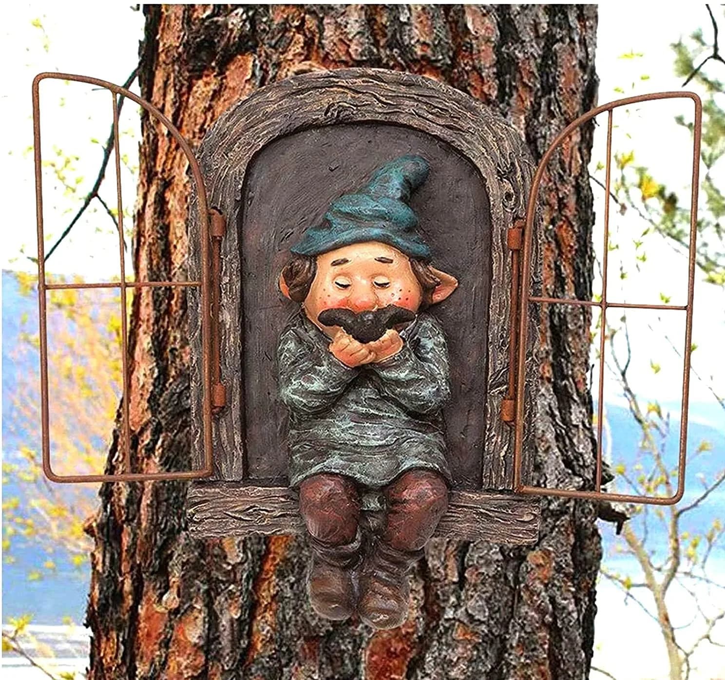 vomiceak Whimsical Fairy Garden Gnome Statue 15cm (5.9 Inch) | Resin Outdoor Decoration for Yard, Lawn, Porch
