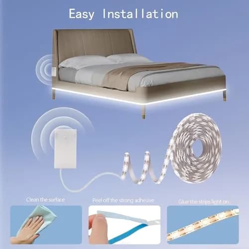 echosari STRING_LIGHT 9.8Ft 90 LED Motion Sensor Closet Strip Lights | Battery Operated for Stairs thumbnail 7