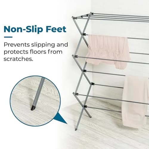 Honey-Can-Do Oversized Collapsible Clothes Drying Rack, 35" | Heavy-Duty Steel Support, Flat Storage, Indoor/Outdoor Use thumbnail 4