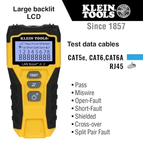 Klein Tools LAN Scout Jr Cable Tester Ethernet Cable Tester Kit | Versatile, Compact & Professional-Grade Testing thumbnail 2