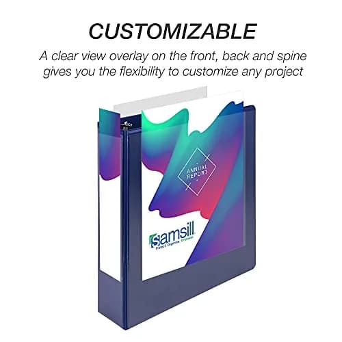 Samsill Durable 2 Inch 3 Ring Binder, D Ring Binder, 100% Recycled Chipboard, Blue | Holds 480 Pages thumbnail 6
