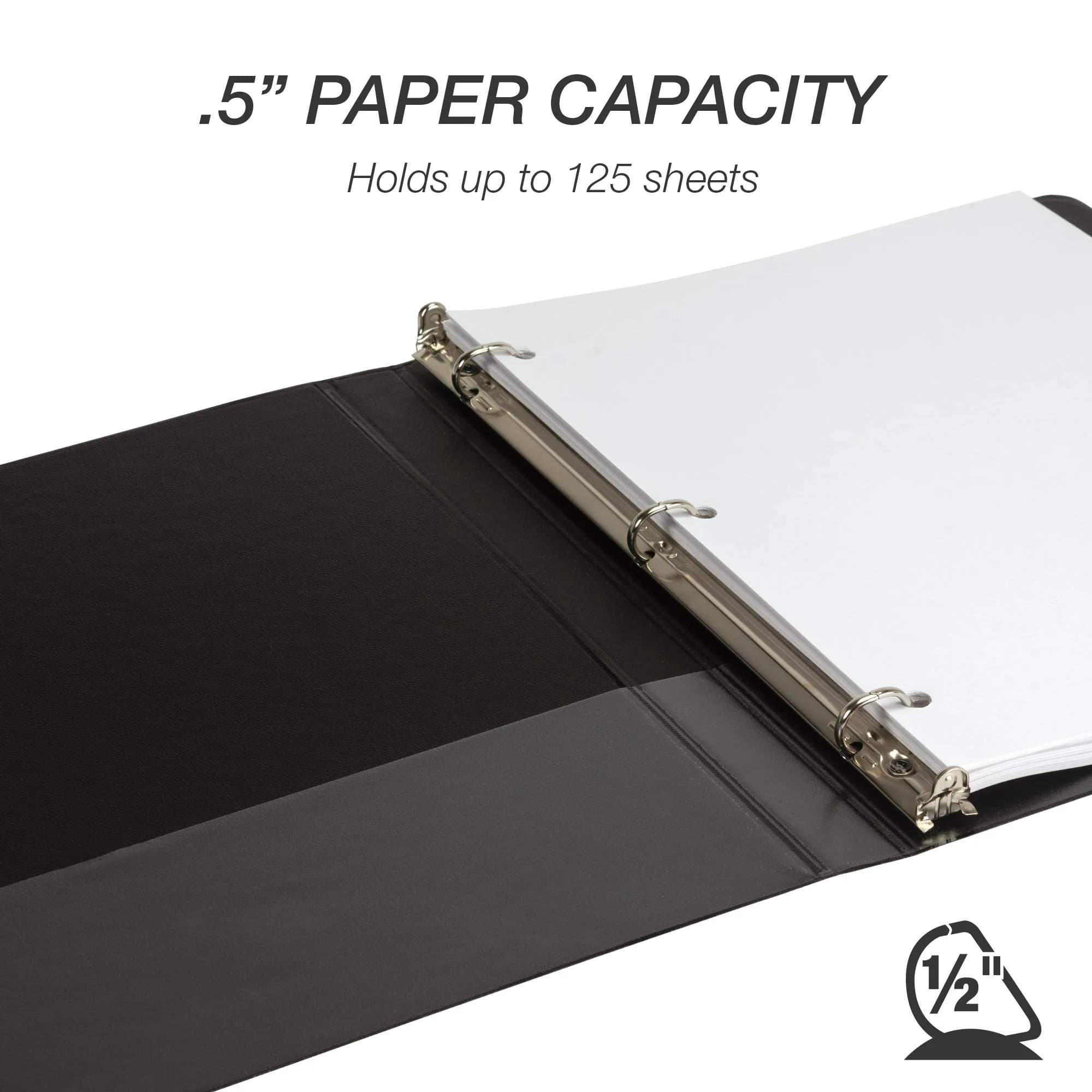 Samsill 1.3cm (0.5 Inch) D-Ring Binder, Black, 100% Recycled Chipboard | Holds 125 Sheets thumbnail 3