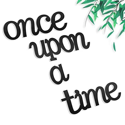 Jetec Once Upon a Time Sign Nursery Decor Wall Decal Wood Words for Kid's Room | Rustic Wooden Wall Art thumbnail 1