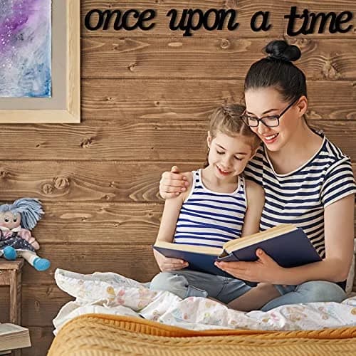 Jetec Once Upon a Time Sign Nursery Decor Wall Decal Wood Words for Kid's Room | Rustic Wooden Wall Art thumbnail 6