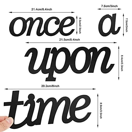 Jetec Once Upon a Time Sign Nursery Decor Wall Decal Wood Words for Kid's Room | Rustic Wooden Wall Art thumbnail 2