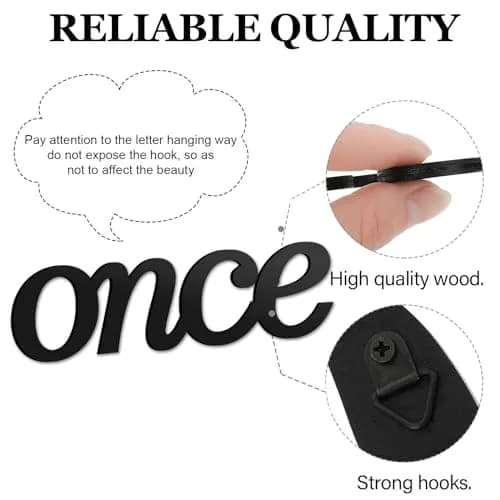 Jetec Once Upon a Time Sign Nursery Decor Wall Decal Wood Words for Kid's Room | Rustic Wooden Wall Art thumbnail 3